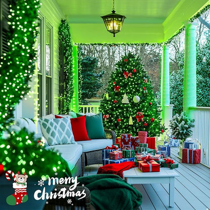 JMEXSUSS 400 LED Green Christmas Lights Indoor Outdoor, 132ft St Patrick's Day String Lights Plug in with Remote Clear Wire Christmas Tree Lights for Room Garden Patio Outside Party Xmas Tree Decor