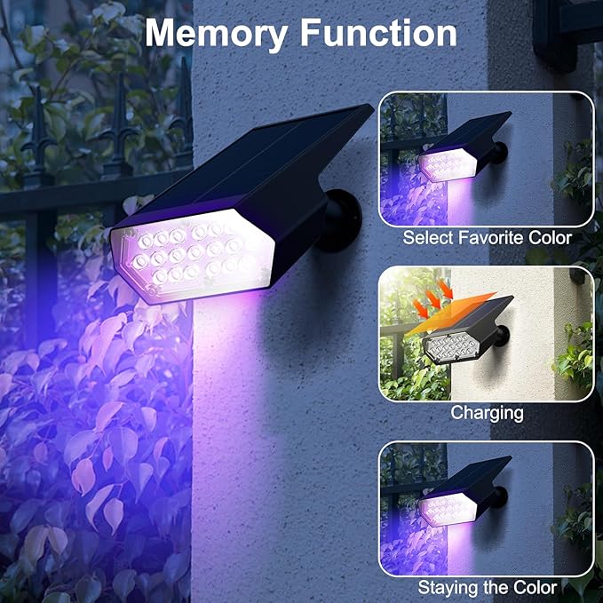 Upgraded Solar Spot Lights Outdoor, Waterproof IP65 RGB Color Changing Solar Outdoor Lights, Multicolor Solar | Lumora