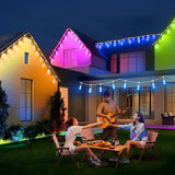 100FT(2x50FT) RGB Solar Outdoor String Lights with Remote, Dimmable Waterproof Patio Lights with 30 Bulbs for Porch | Lumora
