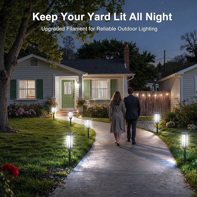 Solar Pathway Lights Outdoor,8 Pack Cool Garden Lights Solar Powered Waterproof IP65,Auto On/Off Outdoor Light for Lawn Patio Walkway Driveway Decor Landscape Lighting