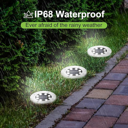 Solar Lights - 8 Pack Outdoor Waterproof, Solar Powered Deck & Landscape Lights for Outside Patio, Pathway, Yard, Lawn, Driveway, Deck, Step, Walkway (Cold)