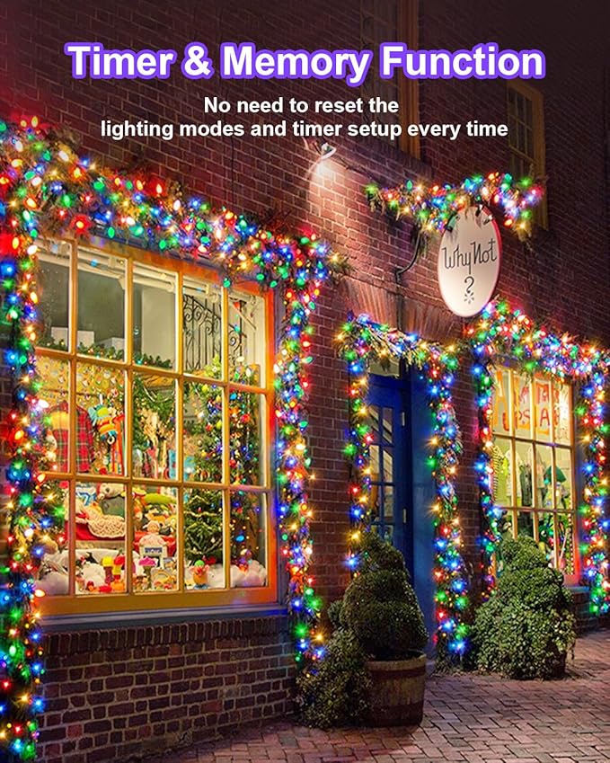 125 FT 380 LED Multicolor Christmas Lights, Extra Long Outdoor String Lights Waterproof, Timer & Memory, 8 Modes | Lumora