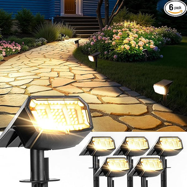 Solar Spot Lights Outdoor IP67 Waterproof 6 Pack, 63 LED 3 Modes Solar Landscape Spotlights for Yard Garden Pathway | Lumora