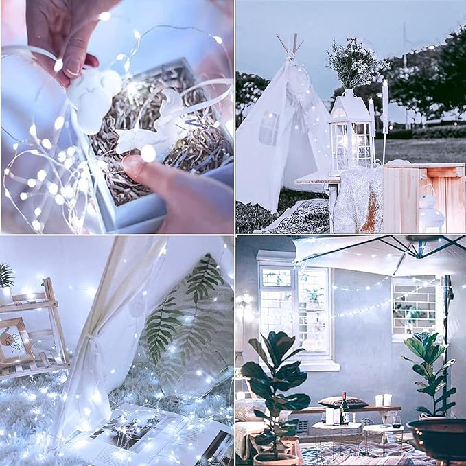 woohaha Solar String Lights, 2 Pack 100 LED Copper Wire Lights, Waterproof Fairy Decoration Starry String Lights | Lumora