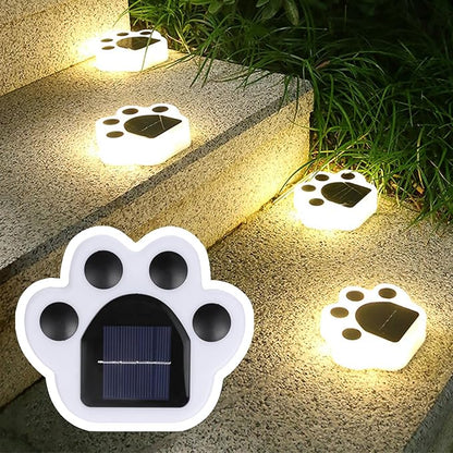 4 Pack Cute Solar Paw Print Light, Waterproof Outdoor Gardent Lights, Led Animal Yard Lights for Garden, Patio, Flowerbed, Lawn Decor(Warm Yellow)