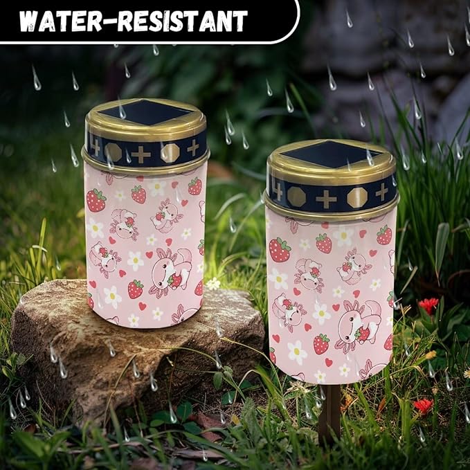 Axolotl Strawberry Solar Garden Stake Lights,Solar Cemetery for Grave Outdoor Lights, Sympathy Memorial Gifts for Grandmother, for Garden Yard Lawn Patio Decor