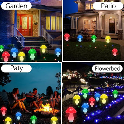 Generic Mushroom Solar Lights Outdoor, Waterproof Mushroom Landscape Lights 8 Lighting Modes Mushroom Garden Fairy Lights (Multi, 6 Pack)