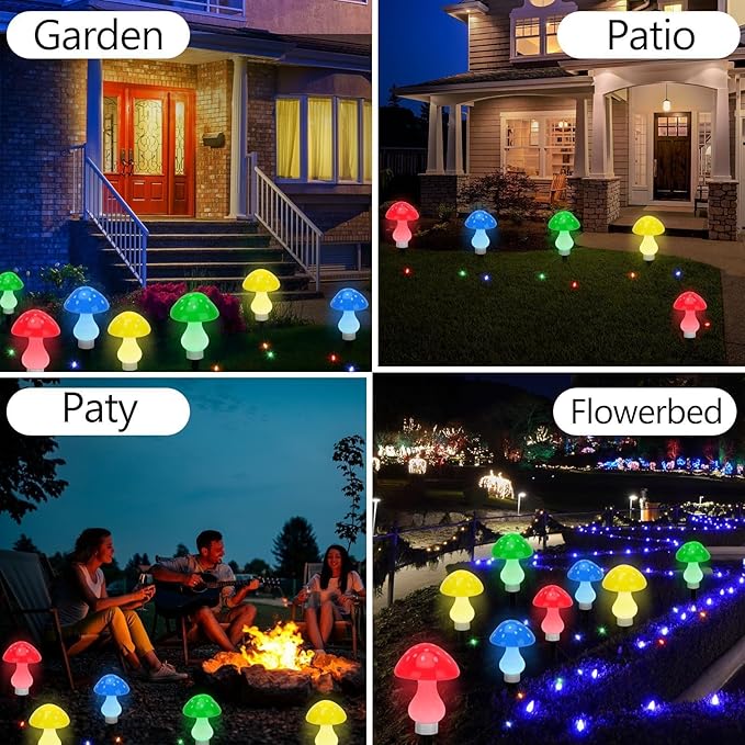 Generic Mushroom Solar Lights Outdoor, Waterproof Mushroom Landscape Lights 8 Lighting Modes Mushroom Garden Fairy | Lumora