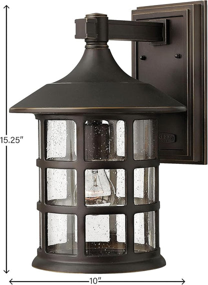 Hinkley Freeport 10" Wall Mount Outdoor Lantern - Aluminum, New England Design, Clear Seedy Glass - Oil Rubbed Bronze Finish