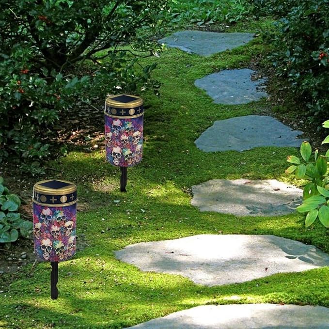 ZOUTAIRONG Skull Solar Light for Cemetery Grave 2 Pack Solar Garden Lights Cemetery Solar Lights for Grave Solar | Lumora