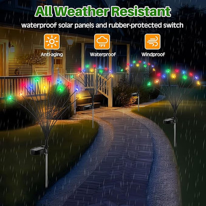 4 Pcs Solar Firefly Lights for Garden Swaying Lights Decoration Outdoor Garden Fairy Light for Yard Pathway Patio Lawn Waterproof Firefly Stake for Outside Holiday Decor(Flower)