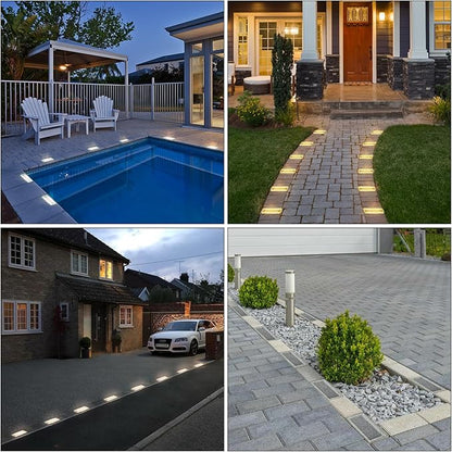 Drart Solar Paver Lights 4x8 Inch, IP67 Waterproof Recessed Brick Pathway Lighting Outdoor for Driveway, Walkways, Patio, Garden, Pavers, Yard (2700K/4500K/6000K, 2 Pack)
