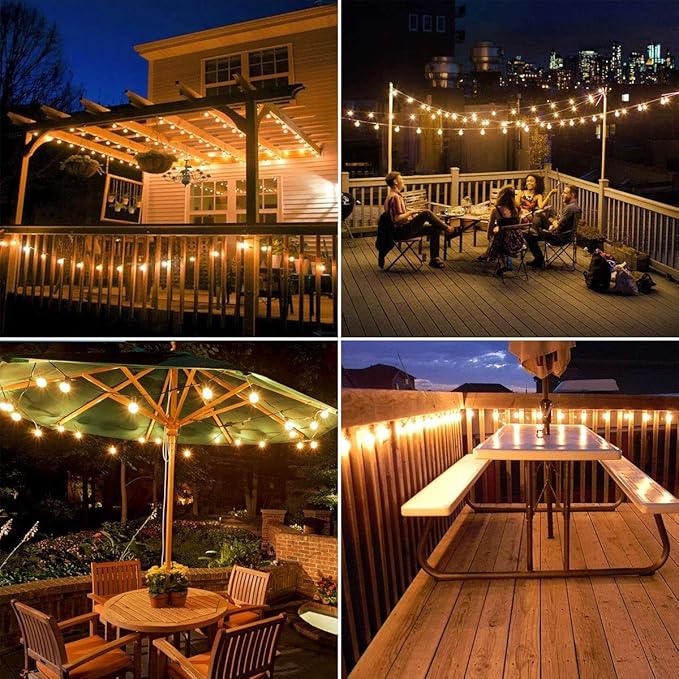 100FT Outdoor Patio Black String Lights with 52 Shatterproof G40 LED Clear Globe Bulbs for Indoor/Outdoor, 2-Pack | Lumora