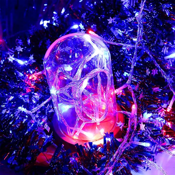 4th of July Decorations Patriotic Decor Lights, Red White and Blue String Lights Indoor, 200LED 66FT Outdoor, 8 | Lumora