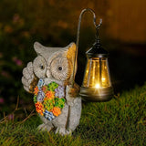 Solar Owl Garden Statue with Succulent Decor & Hanging Lantern – Outdoor Resin Decor for Patio, Yard, Balcony – | Lumora