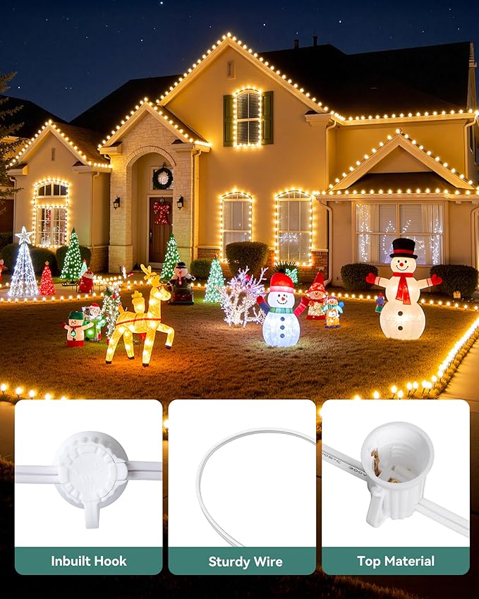 Commercial 1000FT C9/E17 Christmas Light Sockets Set Spool, C9 Christmas Stringer - Outdoor Security Flood Light | Lumora