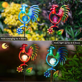 Rooster Solar Garden Lights, 2 Pack Metal Solar Stake Light, 27" H Outdoor Chicken Statues Figurine Lights for | Lumora