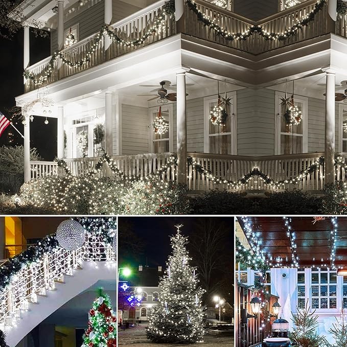 Christmas Lights Outdoor - Christmas Tree Lights - 66FT 200 LED with 8 Modes, End-to-End Plug, UL Certified, Waterproof Fairy String Lights for Xmas Tree Decorations Garden Party(Cool White)