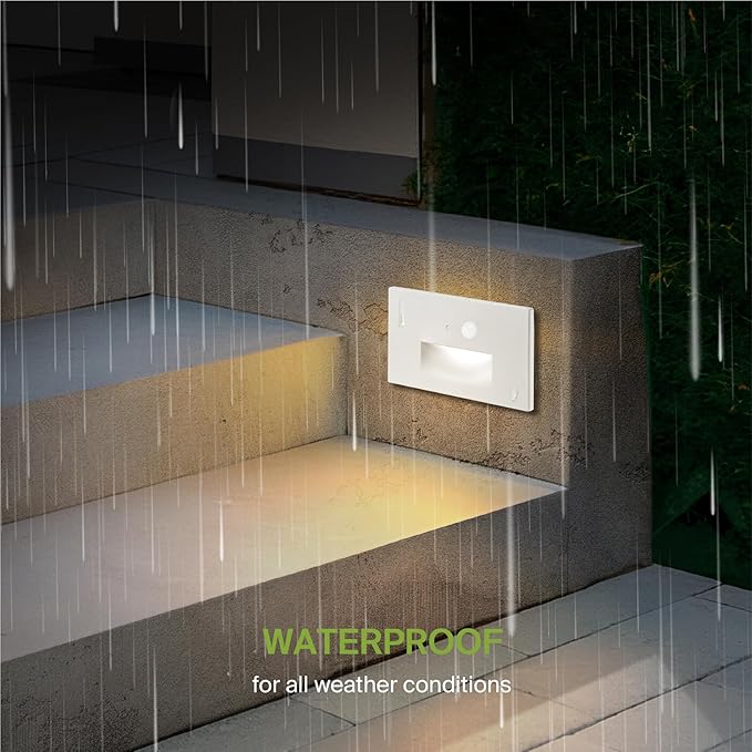 ASD LED Recessed Step Light Fixture, Dusk to Dawn Outdoor Tread Lighting | 3CCT, Motion Sensor, Photocell | Lumora
