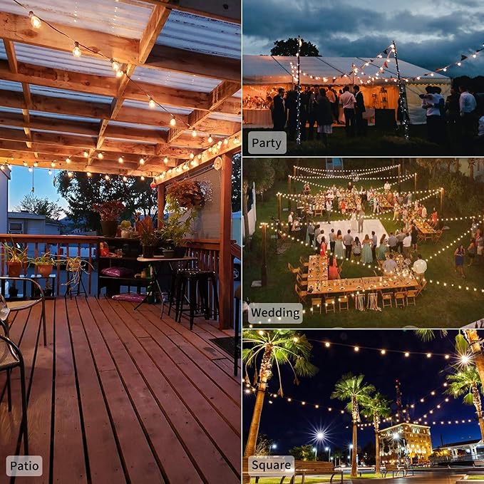LED G40 Outdoor String Lights Patio Lights 109FT with 104 LED Shatterproof Bulbs, Weatherproof Commercial Hanging | Lumora