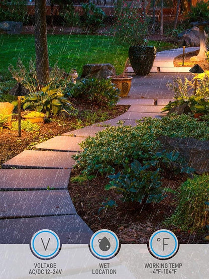 LEONLITE LED Landscape Path Light, 3W 147LM 12-24V AC/DC ETL CRI90+ Wired Outdoor LED Walkway Light, Unique Vintage Golden Texture, Aluminum Construction Low Voltage Pathway Lights 3000K, Pack of 4
