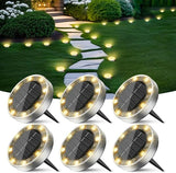 Peasur Solar Ground Lights Outdoor, 6 Pack Flat Solar Powered Disc Lights, IP68 Waterproof, Anti-Rust, Landscape | Lumora