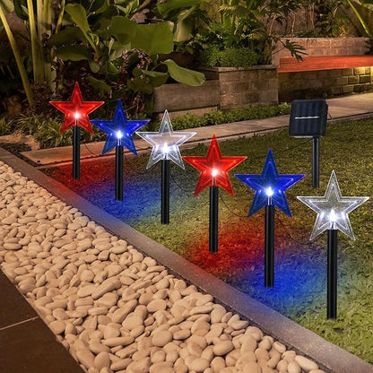 VIHOSE 12 Pcs 4th of July Star Stake Light LED Red White Blue Pathway Lights Markers Solar Waterproof Outdoor Lighted Decorations Independence Day Patriotic Decorations for Garden Yard Lawn