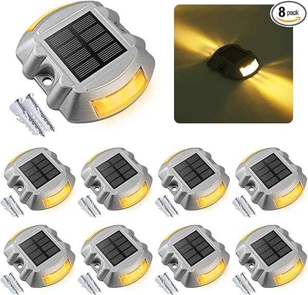 VOLISUN Solar Deck Lights Driveway Dock Lights, 8-Pack Led IP68 Waterproof Outdoor Warning Step Lights for Driveway | Lumora