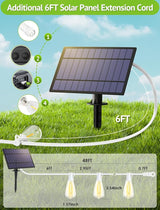 48FT Solar Outdoor String Lights with Remote & Timer, Shatterproof Dimmable 3 Modes Patio Lights with 15+1 ST38 LED | Lumora