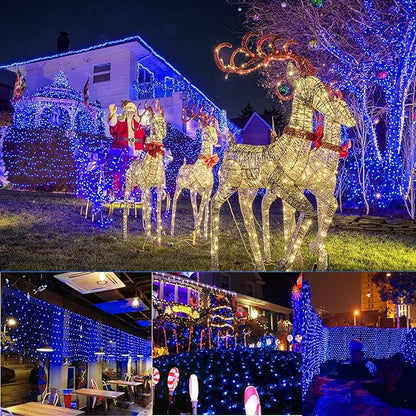 2 PACK Battery Net Lights - Outdoor Waterproof Garden Light, 200 LED Tree String Light with 8 Modes, Mesh Curtain Lights for Garden Patio Yard Christmas Party Tree and Holiday Decor( Multi Color)