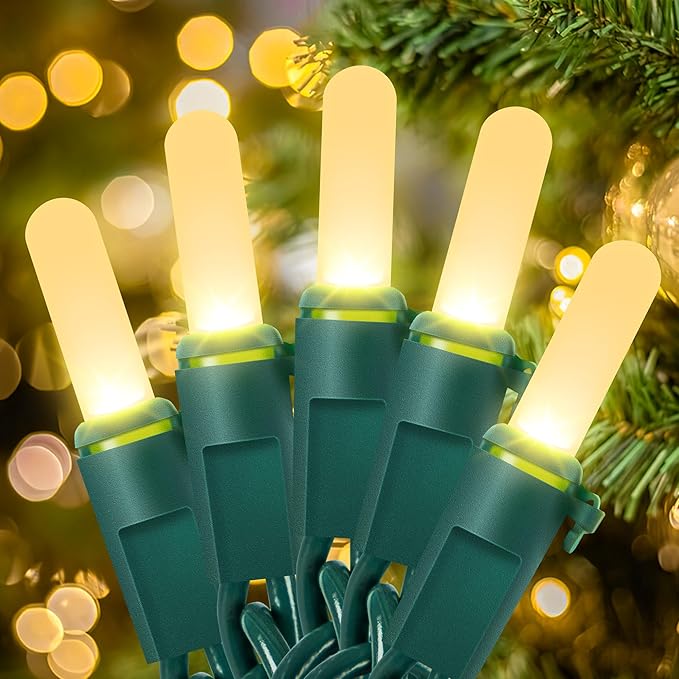YOUNGAR 50 LED Christmas Lights,18ft Green Wire String Lights Outdoor,Warm White with Waterproof Connectable Light Mini Light Plug in for Indoor Outdoor Tree Patio Garden Xmas Decor