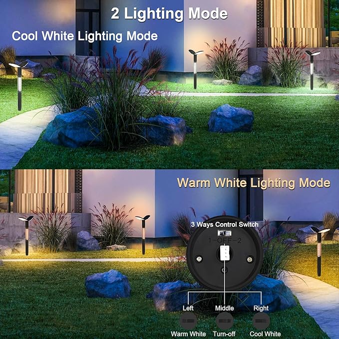 Outdoor Solar Pathway Lights, Warm White and Cool White, Landscape Lighting with Stakes
