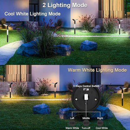 Outdoor Solar Pathway Lights, Warm White and Cool White, Landscape Lighting with Stakes