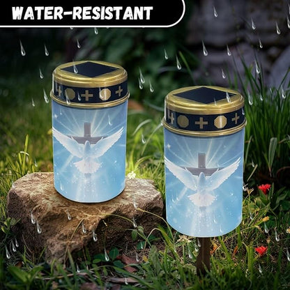 Wings Cross Garden Stake Light, Solar Lights for Cemetery Grave,Solar Pathway Lights Outdoor Waterproof,Lawn Yard Patio Garden Decor Easy to Install-Blue