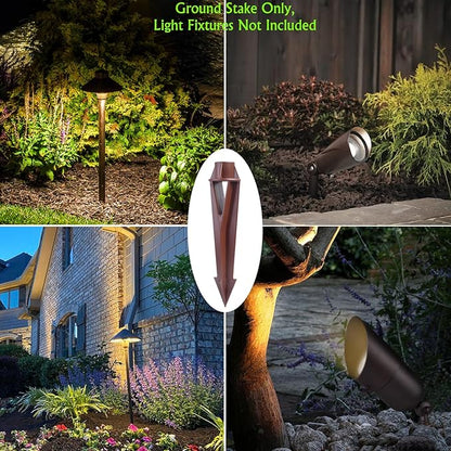 Ground Spike Stake Replacement for Low Voltage Landscape Lighting Spot Path Flood Lights with 1/2-14 NPT Thread, High-Impact ABS Construction