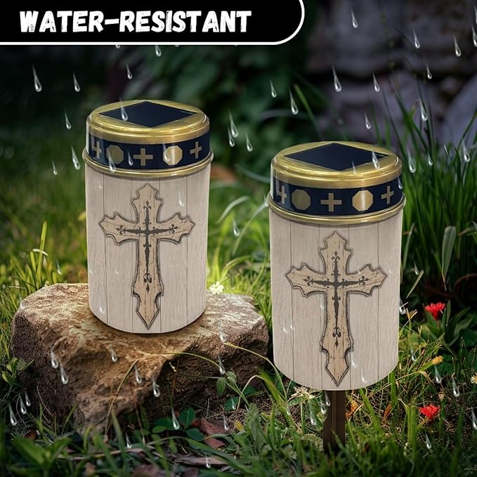 Solar Cross for Cemetery Grave Waterproof Grave Decorations for Cemetery Auto On/Off LED - Garden Figurine Light | Lumora