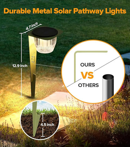Solar Pathway Lights Outdoor, Super Bright 500 lumens with 2-in-1 Solar Powered and USB Charging Modes, IP65 Waterproof, Auto On/Off Garden Lights for Lawn Patio Walkway, Green (4 Pack)