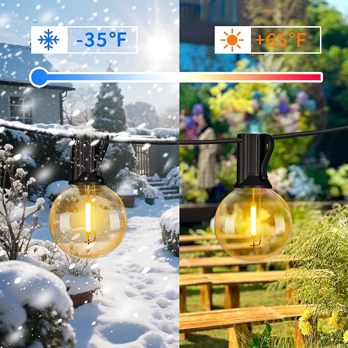 Outdoor String Lights 150FT,G40 75+3 Bulbs String Lights for Outside - 2700K Warm White, 25000H Long Life, IP45 Waterproof & Shatterproof, Mains Powered Garden Lights for Gazebo/Patio
