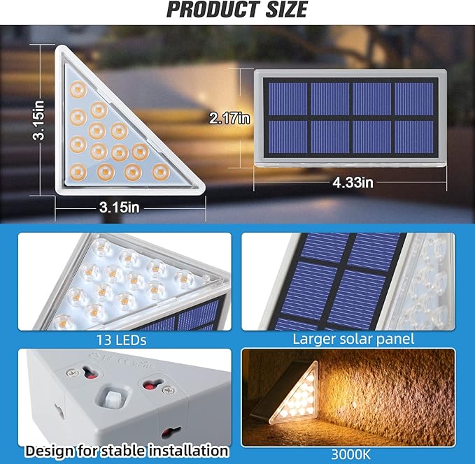 NIORSUN Outdoor Step Lights,8 Pack Warm White Solar Step Lights Waterproof IP67 Auto On Off,Solar Lights for | Lumora