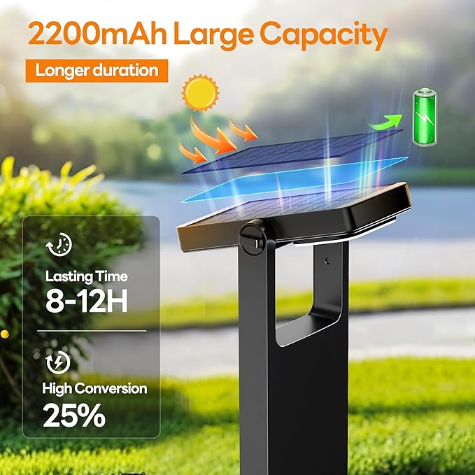 Adjustable 6 Lighting Modes Solar Pathway Lights Outdoor 6 Pack + Motion Sensor Solar Pathway Lights 6 Pack