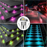 10 Pack LED Stair Lights Kit Outdoor 1-2/5" 0.2W-0.4W Low Voltage Waterproof IP65 Multi-Color RGB Recessed Wood LED | Lumora