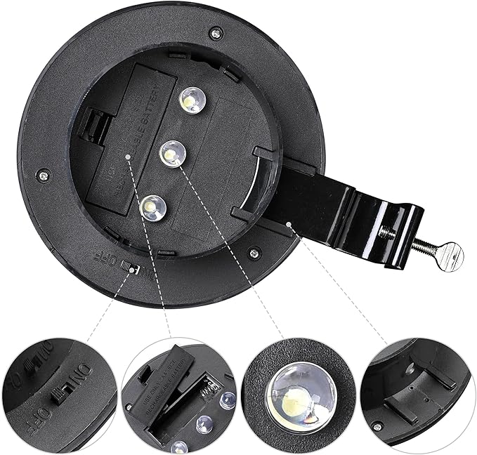 Yescom Outdoor Solar Gutter Light 3 LED Deck Fence Lights Waterproof with Bracket Wall Garden Stair Step Yard Black | Lumora