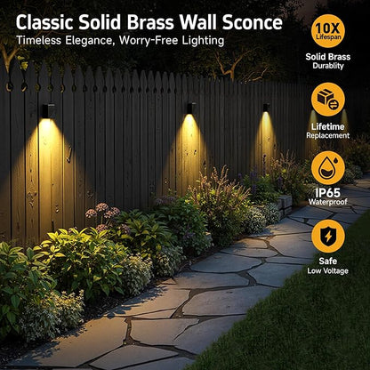 Gardenreet Solid Brass Step Lights - Low Voltage LED Deck Light Landscape, Outdoor Waterproof Hardwired Wall Sconces for Fence Yard Railing Warm White 2700K 3W 216LM 8 Pack