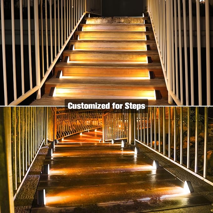 VOLISUN Solar Step Lights Outdoor Waterproof, LED Outdoor Stair Lights, Solar Step Light for Outside, Deck Light | Lumora