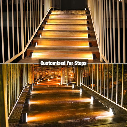 VOLISUN Solar Step Lights Outdoor Waterproof, LED Outdoor Stair Lights, Solar Step Light for Outside, Deck Light Decor for Stair,Front Porch and Patio(Brown,12 Pack)