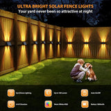 Solar Fence Lights,12 Pack Solar Lights Outdoor Warm White + RGB Up & Down Solar Wall Lights Waterproof 100 Lumens | Lumora