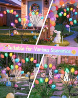 Upgraded 4 Pack Solar Easter Egg Lights Outdoor, Colorful Swaying Firefly Lights with 2 Lighting Modes, Waterproof | Lumora