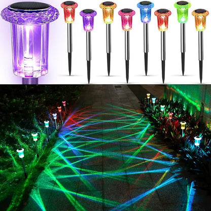Solar Pathway Lights Outdoor, 6 Pack Stainless Steel LED Landscape Lighting Waterproof Solar Powered Yard Walkway Lights for Patio Lawn Yard Landscape Walkway(Multicolor)
