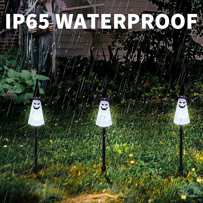 LIGHTSHINE 3PCS Ghost Solar Halloween Decorations, Solar Landscape Pathway Lights, Garden Stakes Light, Outdoor | Lumora