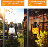 Solar Lantern Outdoor Waterproof,LED Vintage Flickering Flame Solar Lights,Camping Lamps,Solar Powered Hanging | Lumora